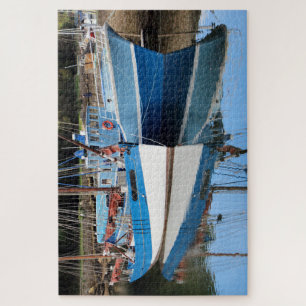 Old boats in Douarnenez harbour Jigsaw Puzzle
