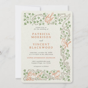 Old Book Cupid's Afternoon Wedding Invitation