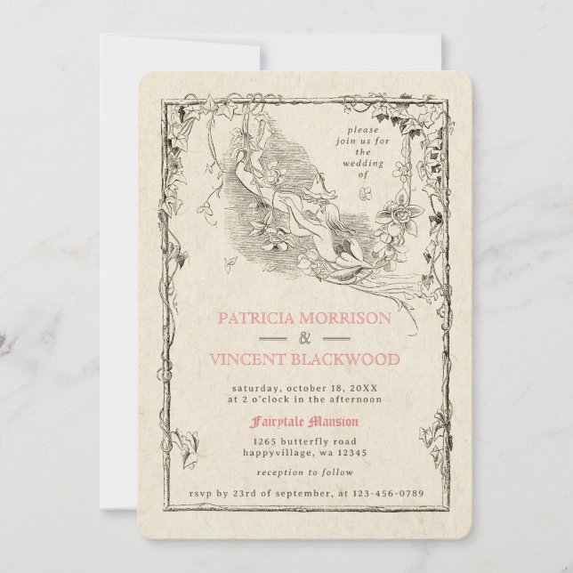 Old Book Fairytale Wedding Invitation (Front)