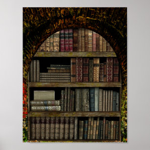 Old Book Library book lovers Poster