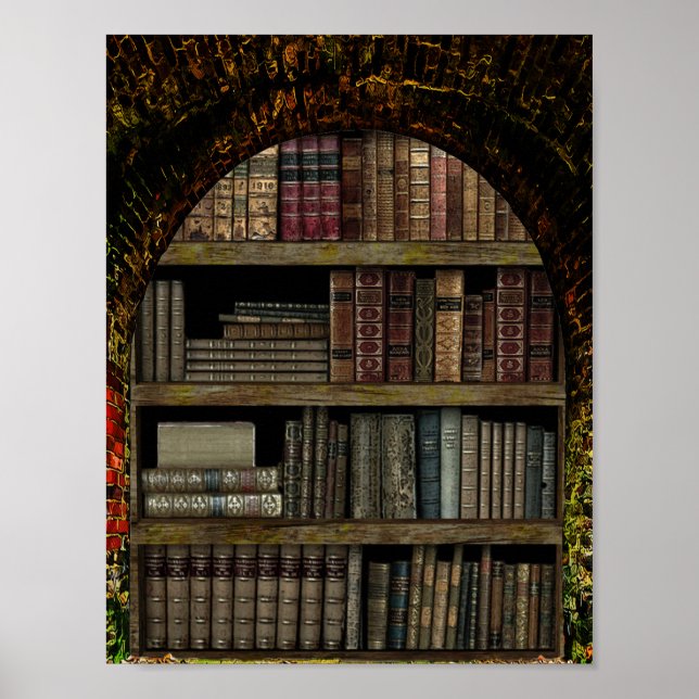 Old Book Library book lovers Poster (Front)