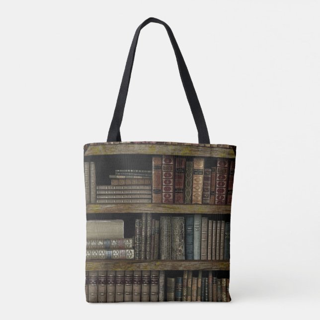 Old Book Library book lovers Tote Bag (Back)