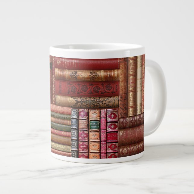 Old Book Library Large Coffee Mug (Front Right)