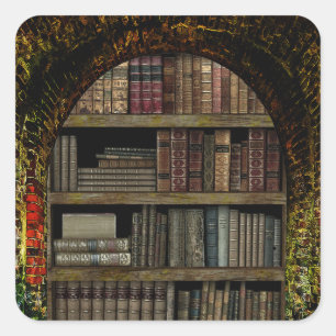 Old Book Library Square Sticker