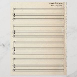 Old Book Page Blank Sheet Music Bass Clef