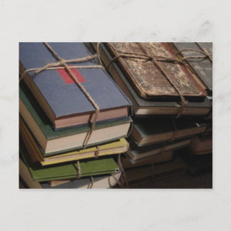 Old book stack postcard