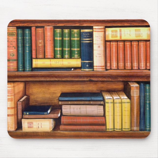 Old Books Antique Library Bookshelf Mousepad (Front)