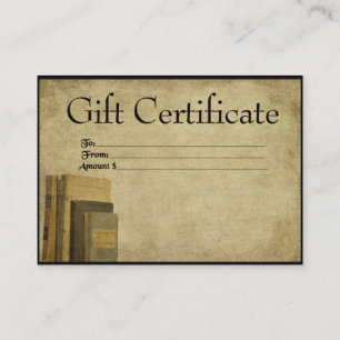 Old Books- Prim Gift Certificate Cards