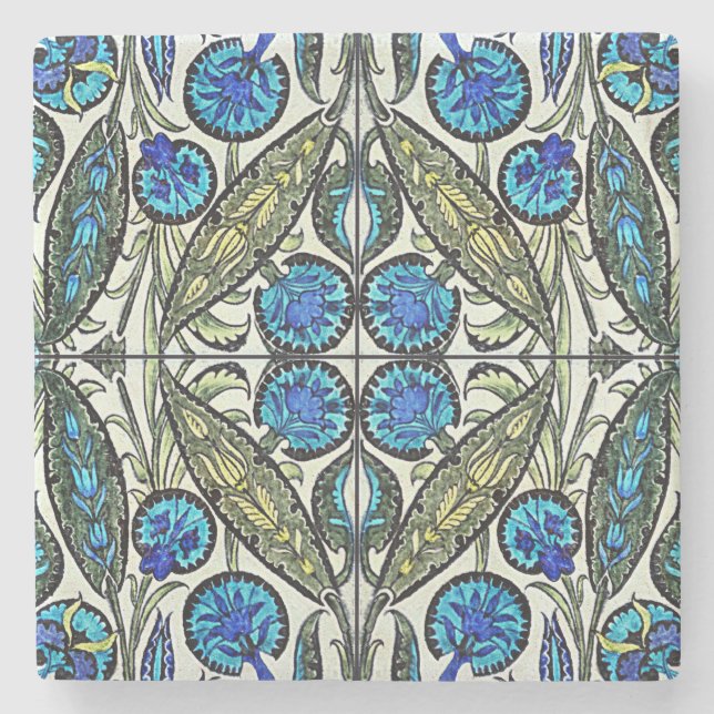 Old Botanical Victorian Design Stone Coaster (Front)