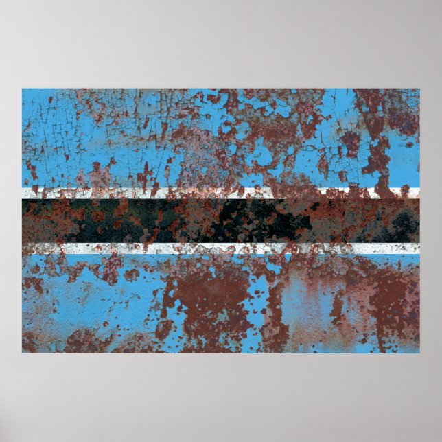 Old Botswana grunge background flagabstract, aged, Poster (Front)