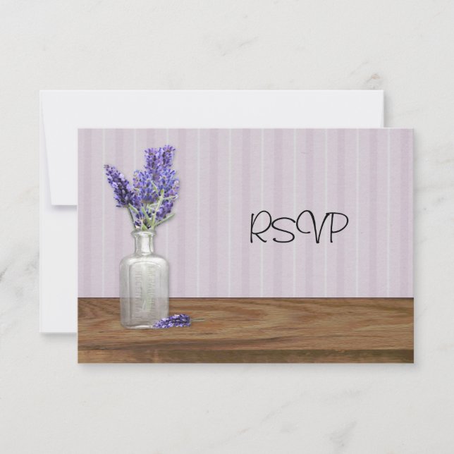 Old Bottle Of Lavender Wedding Reception RSVP Invitation (Front)