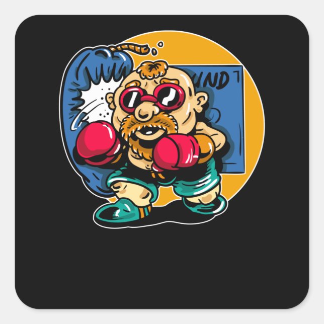 Old Boxer Square Sticker (Front)