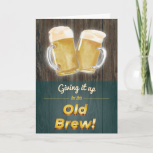 “Old Brew” Punny Beer Wood Birthday Card