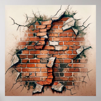 Old Brick Wall Poster