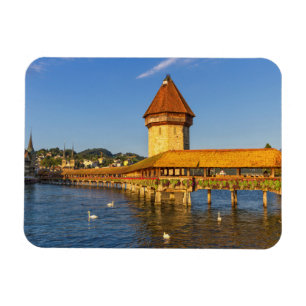 Old bridge and tower in Lucerne, Switzerland Magnet