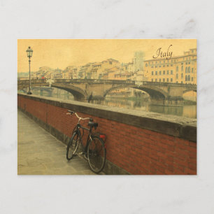 Old bridge in Florence, Italy. Vintage photo  Holiday Postcard