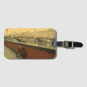 Old bridge in Florence, Italy. Vintage photo  Luggage Tag