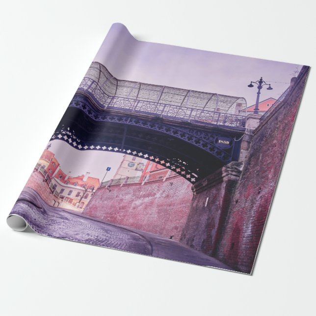 Old bridge,  medieval bridgeantique, arch, archite wrapping paper (Unrolled)