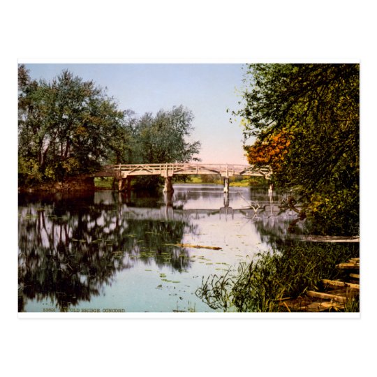 Old Bridge on River Concord, Mass. USA c1900. Postcard