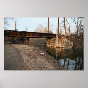 Old Bridge Waterscape Reflection Poster