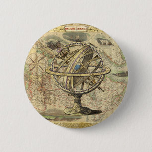 Old British America Explore Polar Bear Compass Map 6 Cm Round Badge