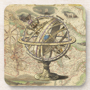 Old British America Explore Polar Bear Compass Map Coaster