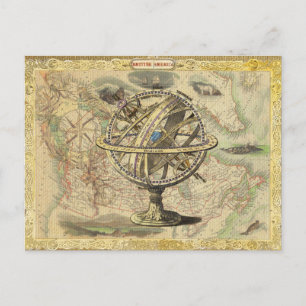 Old British America Explore Polar Bear Compass Map Holiday Postcard