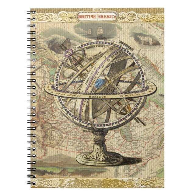 Old British America Explore Polar Bear Compass Map Notebook (Front)