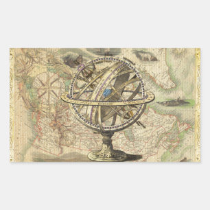 Old British America Explore Polar Bear Compass Map Rectangular Sticker