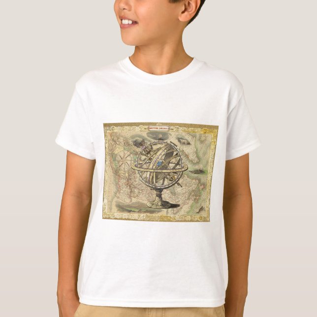 Old British America Explore Polar Bear Compass Map T-Shirt (Front)