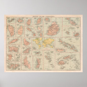 Old British Colonies Map (1919)  Poster