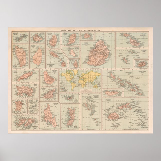 Old British Colonies Map (1919)  Poster (Front)