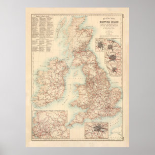Old British Isles Railway Map (1872)  Poster
