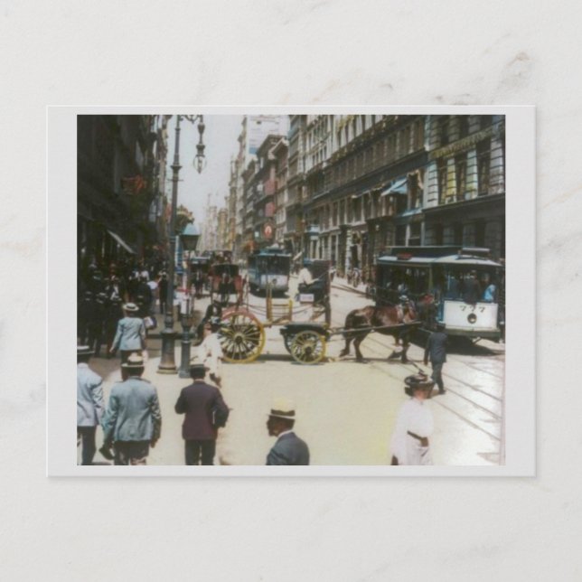 Old Broadway street scene 1904, New York City Postcard (Front)