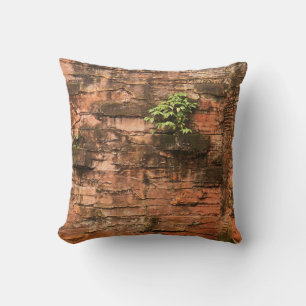 Old broken brick wall cushion