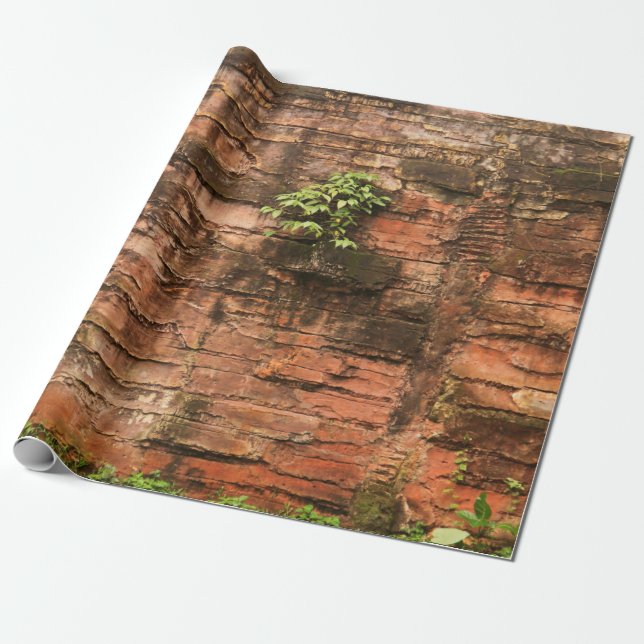 Old broken brick wall wrapping paper (Unrolled)