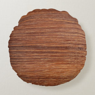 Old brown brick in concrete wall in seamless patte round cushion