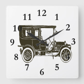 Old Brown Car Square Wall Clock