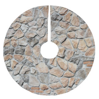 Old Brown Castle Stone Texture Brushed Polyester Tree Skirt