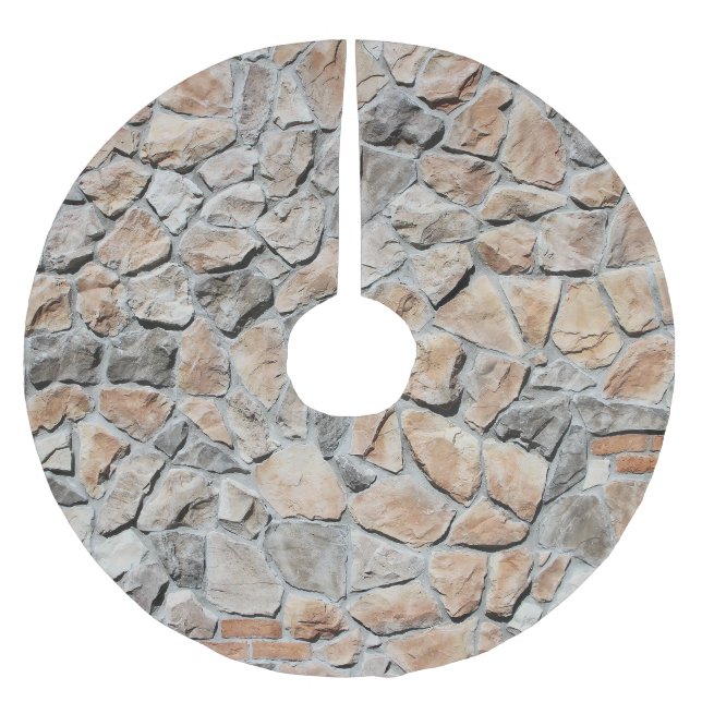 Old Brown Castle Stone Texture Brushed Polyester Tree Skirt (Front)