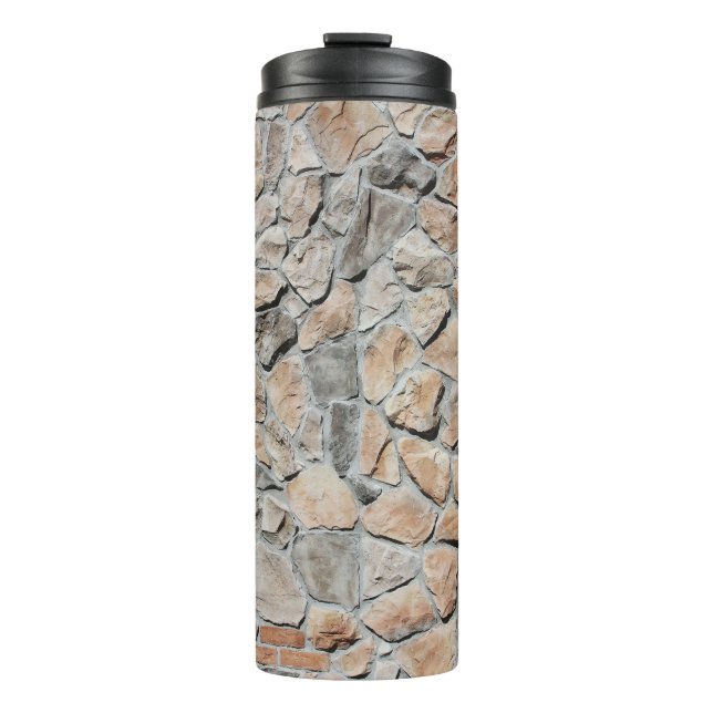 Old Brown Castle Stone Texture Thermal Tumbler (Front)