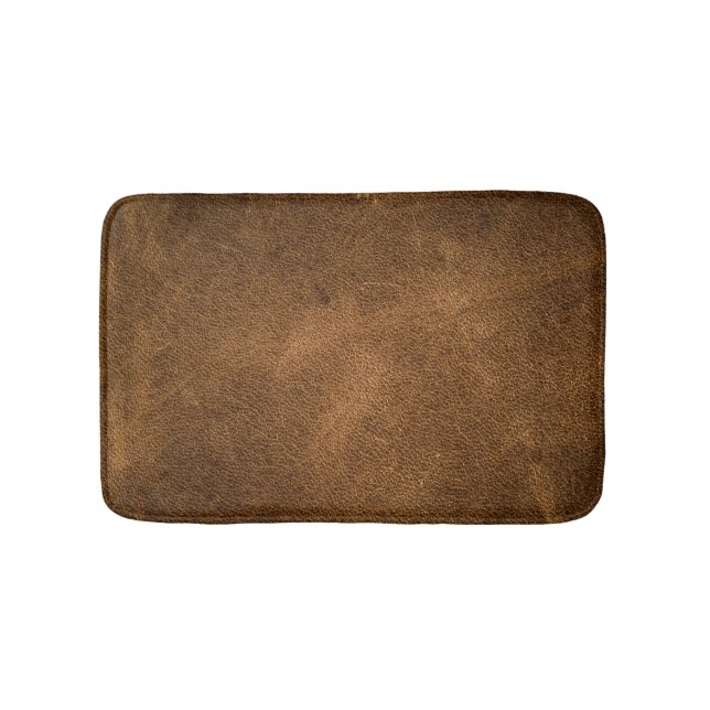 Old Brown Leather: Textured Background Bath Mat (Front)
