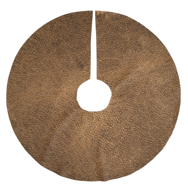 Old Brown Leather: Textured Background Brushed Polyester Tree Skirt (Front)