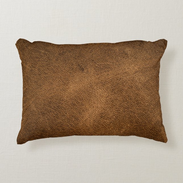 Old Brown Leather: Textured Background Decorative Cushion (Front)