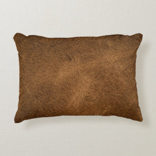 Old Brown Leather: Textured Background Decorative Cushion