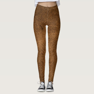 Old Brown Leather: Textured Background Leggings