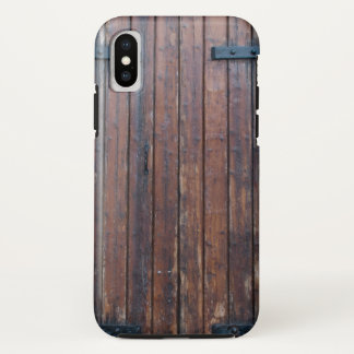 Old Brown Wood Doors With Black Iron Supports iPhone X Case