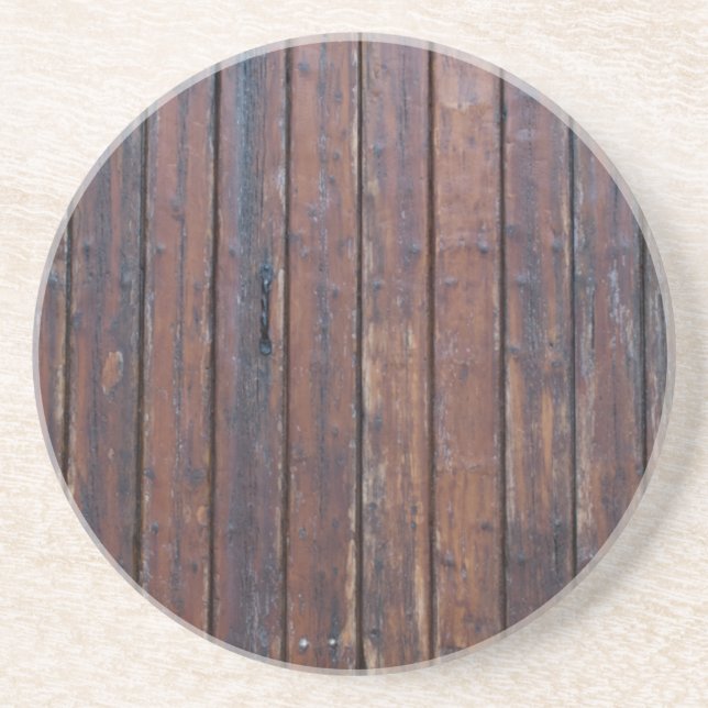 Old Brown Wood Doors With Black Iron Supports Coaster (Front)