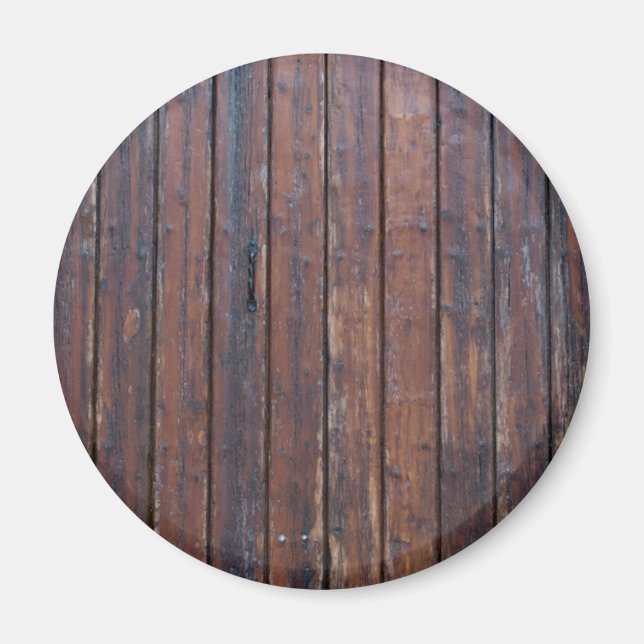 Old Brown Wood Doors With Black Iron Supports Magnet (Front)