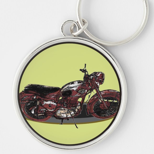 Old BSA Motorbike  Key Ring (Front)